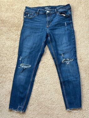 Old Navy Rockstar Super Skinny Distressed Ankle Jeans Women’s Size 12 Blue Wash